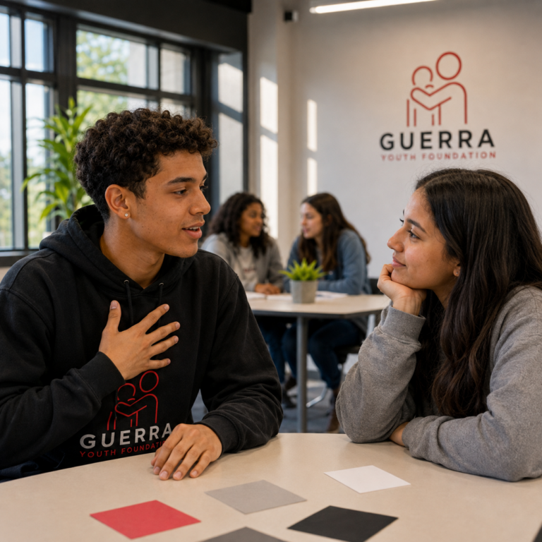 Two teens having a supportive conversation