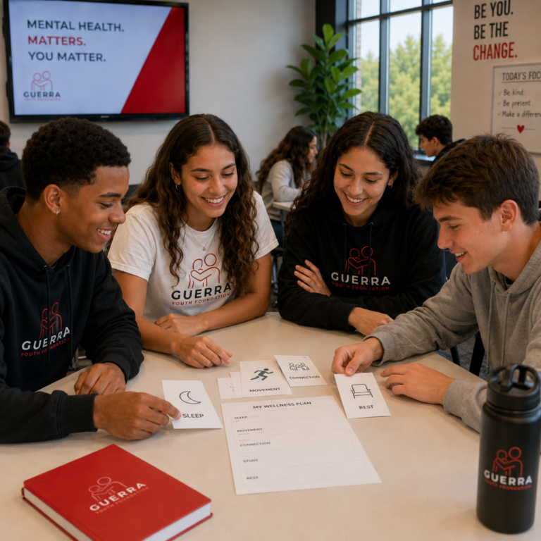 Teens connecting around a table
